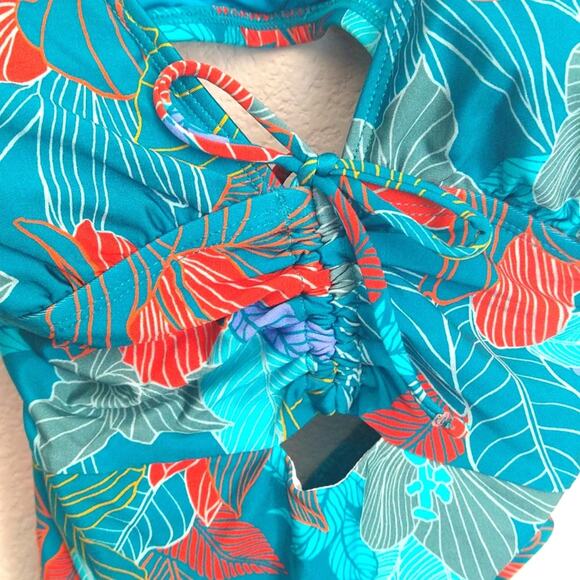 NWT Kenneth Cole Tropical Floral Tummy Toner One Piece Swimsuit Size Medium - Picture 5 of 10